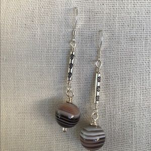 Botswana Agate Earrings Silver